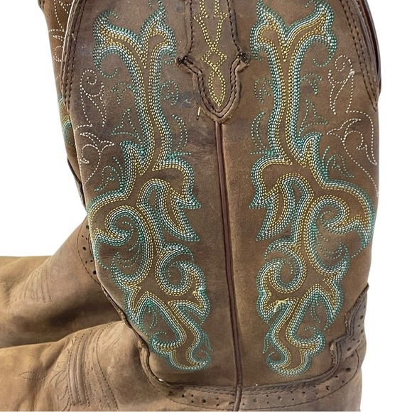 Justin Boots Women's Size 6.5B Brown Leather Embroidered Cowgirl Boots *READ* - Picture 7 of 9